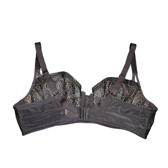 Vintage Lily Of France Lingerie Black Underwire Embroidered Stiched Bra 34D - Picture 5 of 9